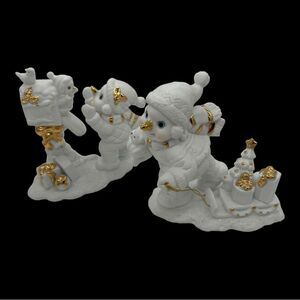 Grandeur Noel Collectors Edition 2000 Porcelain Snowman Family 2 Pieces